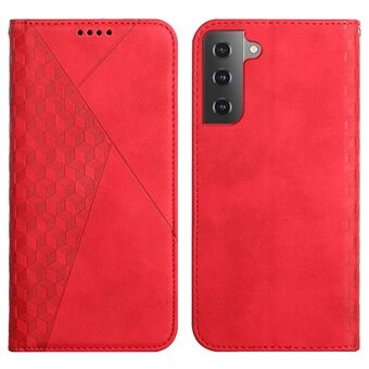 Goed beschermd Rhombus Skin-touch Wallet Stand Design Automatisch geabsorbeerde lederen telefoonhoes voor Samsung Galaxy S22 5G