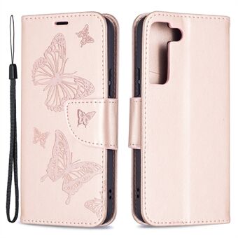 Vlinder bedrukt PU-leer magnetische flip case portemonnee Stand schokbestendige cover met riem voor Samsung Galaxy S22 5G