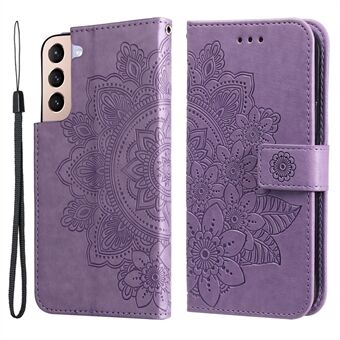 Stijlvol telefoonhoesje met opdruk bloemenpatroon PU-lederen Stand portemonnee flip-beschermhoes met riem voor Samsung Galaxy S22 5G