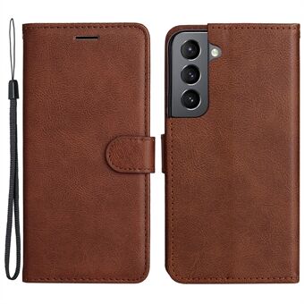 KT Leather Series-2 effen kleur schokbestendig PU lederen tas telefoon beschermhoes met portemonnee Stand voor Samsung Galaxy S22 5G