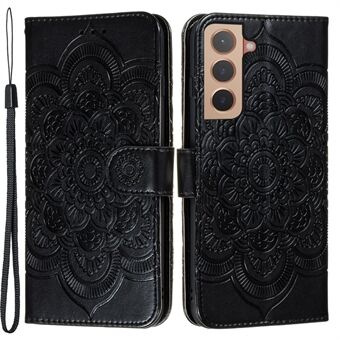 Flip PU lederen hoes met Mandala-bloem, schokbestendige TPU-binnenportemonnee, Stand met riem voor Samsung Galaxy S22 5G