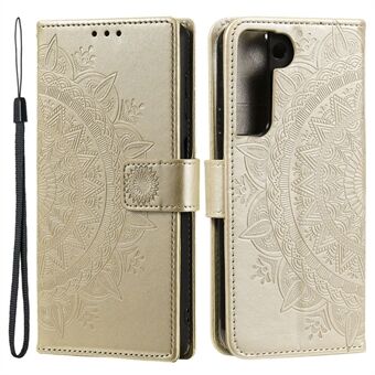 Voor Samsung Galaxy S22 5G Opdruk Mandala Bloempatroon Folio Flip Telefoon Cover PU Lederen Portemonnee Stand Case