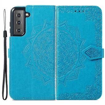 Reliëf vakmanschap Stijlvol Mandala-patroon PU lederen magnetische hoes Portemonnee Stand Flip beschermhoes met riem voor Samsung Galaxy S22 5G