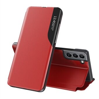 Smart View Window Stand Design PU-leer Goed beschermd Valbestendig Folio Flip Case Cover voor Samsung Galaxy S22 5G