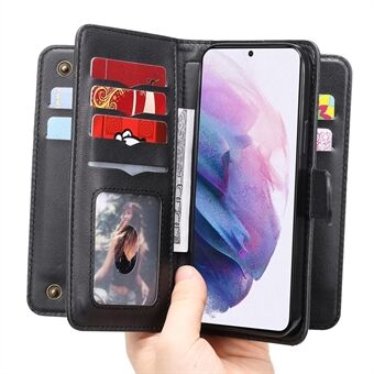 Voor Samsung Galaxy S22 5G KT Multifunctionele Serie-1 10 Kaartsleuven Ontwerp Lederen Telefoon Cover Horizontale Stand portemonnee Shell