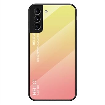 Kleurverloop van gehard glas Schokbestendig hybride telefoonhoesje voor Samsung Galaxy S22 5G