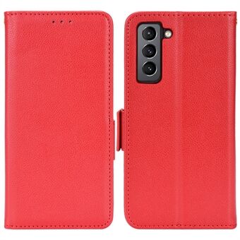 Stand Feature Litchi textuur PU lederen portemonnee telefoonhoesje met dubbele magnetische sluiting Flip Cover voor Samsung Galaxy S22 5G