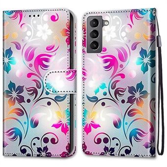 Volledig verpakt telefoonhoesje met patroonprint PU-leer + TPU telefoonhoes met Stand portemonneeriem voor Samsung Galaxy S22 5G