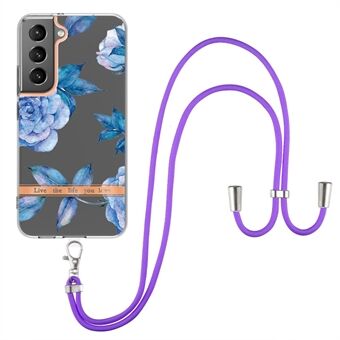 Voor Samsung Galaxy S22 5G YB IMD-9 Serie TPU Telefoon Case Galvaniseren IMD IML Bloem Patroon Mobiele Telefoon Shell en Lanyard