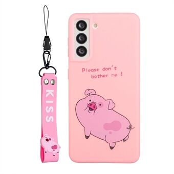 Voor Samsung Galaxy S22 5G Cartoon Patroon Telefoon Beschermhoes Zachte TPU Case met Siliconen Korte Lanyard