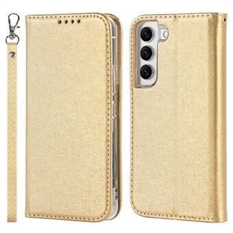 Voor Samsung Galaxy S22 5G Scratch PU-leer Zijdetextuur Telefoonhoes Stand Portemonnee Goed beschermde hoes met riem