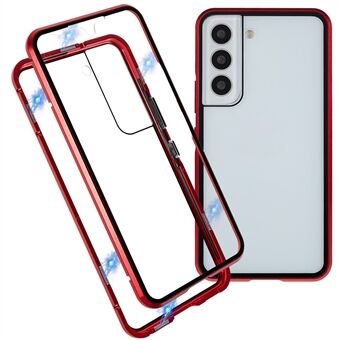 Voor Samsung Galaxy S22 5G 360 graden volledige bescherming telefoonhoes metalen bumper + dubbelzijdig gehard glas anti-val shell met magnetische sluiting