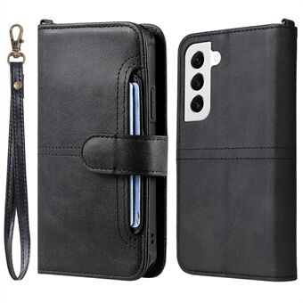 KT Leather Series-4 voor Samsung Galaxy S22 5G 2-in-1 afneembare PU lederen telefoonhoes Stand portemonnee cover met riem