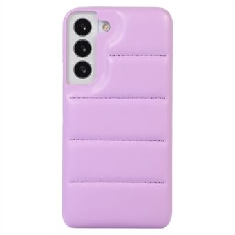 Voor Samsung Galaxy S22 5G Down Soft Touch Jacket 3D Shockproof Back Cover PU Leer Gecoat PC Mobiele Telefoon case