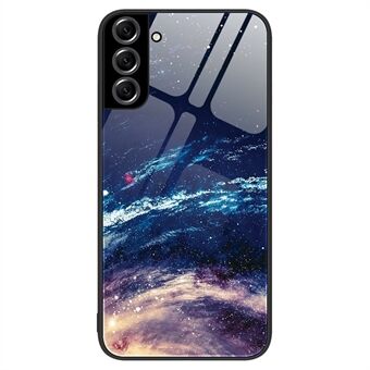 Voor Samsung Galaxy S22 5G Patroonbedrukking Beschermhoes Gehard glas + PC Achterkant TPU Frame Schokbestendig telefoonhoesje