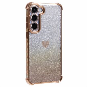 Voor Samsung Galaxy S22 5G hoesje Glitter Elektroplating TPU telefoonhoesje met hartjespatroon.