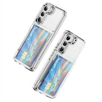 Voor Samsung Galaxy S22 5G Hoes TPU + Acryl Telefoonbeschermer Kaarthouder Flip Cover Standaard