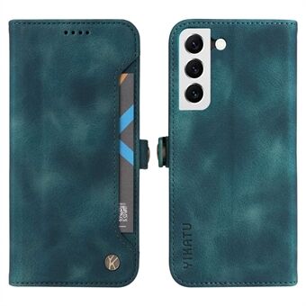 YIKATU YK-002 voor Samsung Galaxy S22 5G Skin-touch gevoel telefoonhoesje, buitenste kaartsleuf ontwerp PU lederen portemonnee verstelbare Stand shell