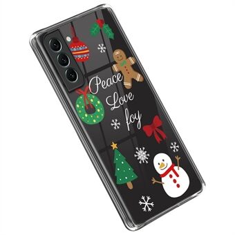 Voor Samsung Galaxy S22 5G Kerstpatroon Afdrukken TPU Case Anti-drop Beschermende Kerst Telefoonhoes