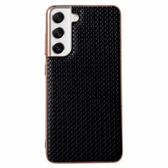 Voor Samsung Galaxy S22 5G mobiele telefoon achterkant, schokbestendig nano galvaniseren getextureerd echt leer gecoat TPU telefoonhoesje beschermhoes