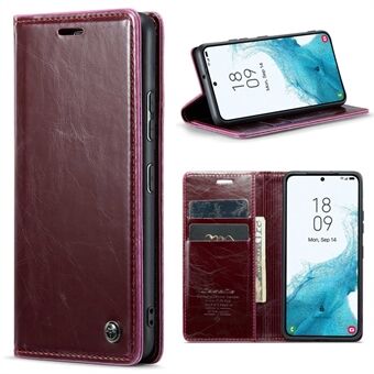 CASEME 003 Serie Voor Samsung Galaxy S22 5G Valpreventie PU Lederen Folio Flip Telefoon Case Wasachtige Textuur Portemonnee Stand Cover