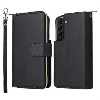 Voor Samsung Galaxy S22 5G Ondersteunende Stand Flip Telefoon Cover PU Lederen Portemonnee Telefoon Case met 9 Kaartsleuven en Ritsvak