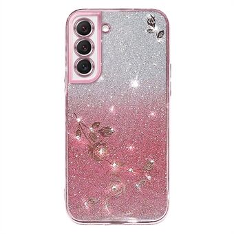 Smartphone-hoesje met strass-ontwerp voor Samsung Galaxy S22 5G, anti- Scratch bloemenpatroon decor glitterpoeder gradiëntkleur TPU telefoonhoes