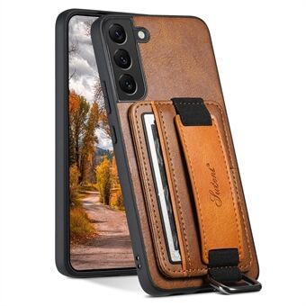 SUTENI H13 Voor Samsung Galaxy S22 5G Kaarthouder Leer Gecoat PC + TPU Case met Draagriem kickstand Telefoon Cover