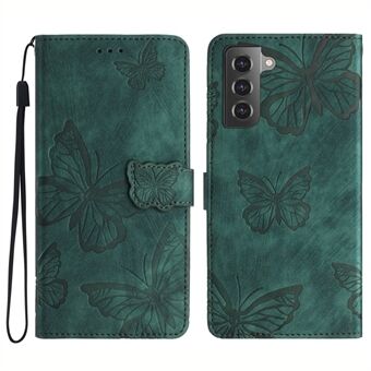 Voor Samsung Galaxy S22 5G Portemonnee Telefoonhoesje Skin-Touch Lederen Cover Vlinder Bedrukt Stand Telefoon Shell