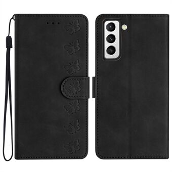 Voor Samsung Galaxy S22 5G Stand Wallet Case, met vlinder bedrukte spatwaterdichte PU lederen hoes