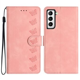 Voor Samsung Galaxy S22 5G Stand Wallet Case, met vlinder bedrukte spatwaterdichte PU lederen hoes