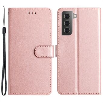 Voor Samsung Galaxy S22 5G zijdetextuur schokbestendig hoesje PU lederen portemonnee flip Stand cover