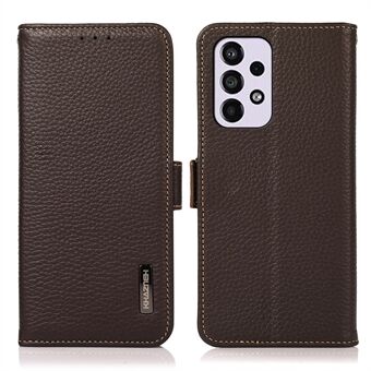 KHAZNEH All-round bescherming RFID-blokkeerontwerp Litchi-textuur lederen flip-telefoonhoes met Stand voor Samsung Galaxy A33 5G