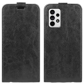 Verticale Flip Cover Crazy Horse Textuur Kaartsleuf Schokbestendig Beschermend Leren Hoesje voor Samsung Galaxy A33 5G