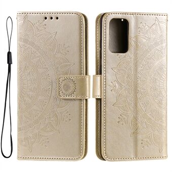 Voor Samsung Galaxy A33 5G bedrukt Mandala bloem PU lederen telefoonhoes portemonnee Stand ontwerp flip cover met riem