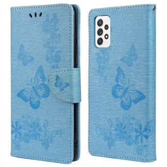 Voor Samsung Galaxy A33 5G Butterfly Flower bedrukte schokbestendige lederen hoes telefoonbeschermer met Stand