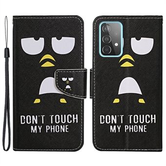 Voor Samsung Galaxy A33 5G Cross Texture PU Leather Folio Flip Stand Cover Patroon Print Portemonnee Hoesje met Strap.