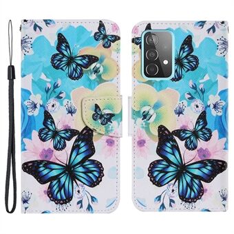 Patroonafdrukken Kruistextuur Leren Portemonnee Hoesje met Standfunctie, Magnetische Flip-Case en Riem voor Samsung Galaxy A33 5G.