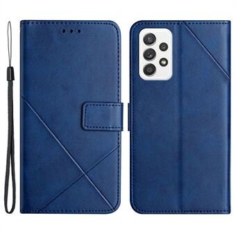 Voor Samsung Galaxy A33 5G Imprinting Lines PU Leather Stand Wallet Phone Case Full Protection Cover