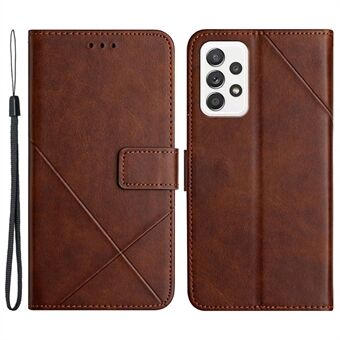 Voor Samsung Galaxy A33 5G Imprinting Lines PU Leather Stand Wallet Phone Case Full Protection Cover