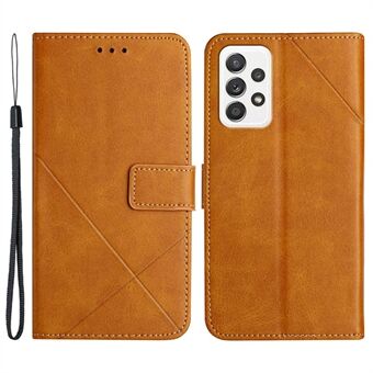 Voor Samsung Galaxy A33 5G Imprinting Lines PU Leather Stand Wallet Phone Case Full Protection Cover