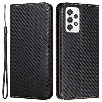 Voor Samsung Galaxy A33 5G Koolstofvezel Textuur PU Lederen Stand Wallet Case Magnetische Auto Sluiting Telefoon Cover