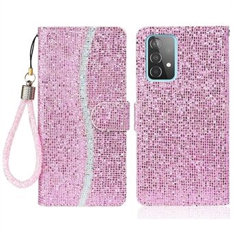PU lederen glitter poeder volledige bescherming mobiele telefoon case Stand portemonnee cover voor Samsung Galaxy A33 5G