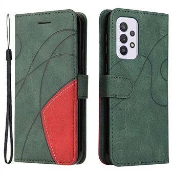 KT Leather Series-1 Tweekleurig splicingontwerp PU lederen Stand Mobiele telefoonhoes Shell met draagriem voor Samsung Galaxy A33 5G