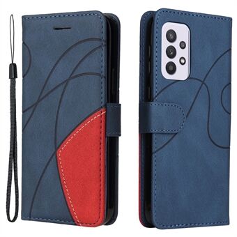 KT Leather Series-1 Tweekleurig splicingontwerp PU lederen Stand Mobiele telefoonhoes Shell met draagriem voor Samsung Galaxy A33 5G