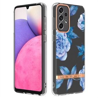 LB5 Serie Galvaniseren IMD IML TPU Case Niet-vergelende Transparante Basis Bloem Patronen Telefoon Cover voor Samsung Galaxy A33 5G