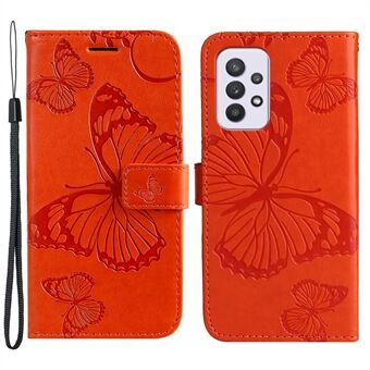 KT Imprinting Flower Series-2 bedrukte vlinder magnetische sluiting Stand portemonnee PU lederen telefoonhoesje met riem voor Samsung Galaxy A33 5G