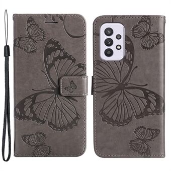 KT Imprinting Flower Series-2 bedrukte vlinder magnetische sluiting Stand portemonnee PU lederen telefoonhoesje met riem voor Samsung Galaxy A33 5G