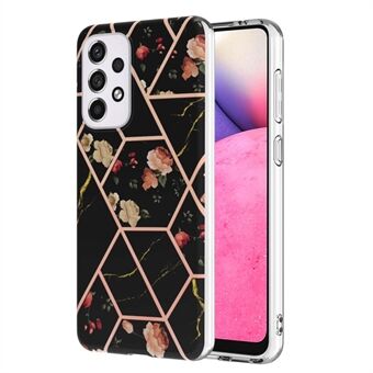 LB1-serie Marble IMD-telefoonhoes voor Samsung Galaxy A33 5G, galvaniseren Scratch flexibele TPU-beschermhoes