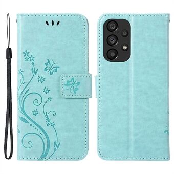 Voor Samsung Galaxy A33 5G PU lederen smartphonehoes Stijlvolle opdruk vlinders Portemonnee Anti-drop Cover